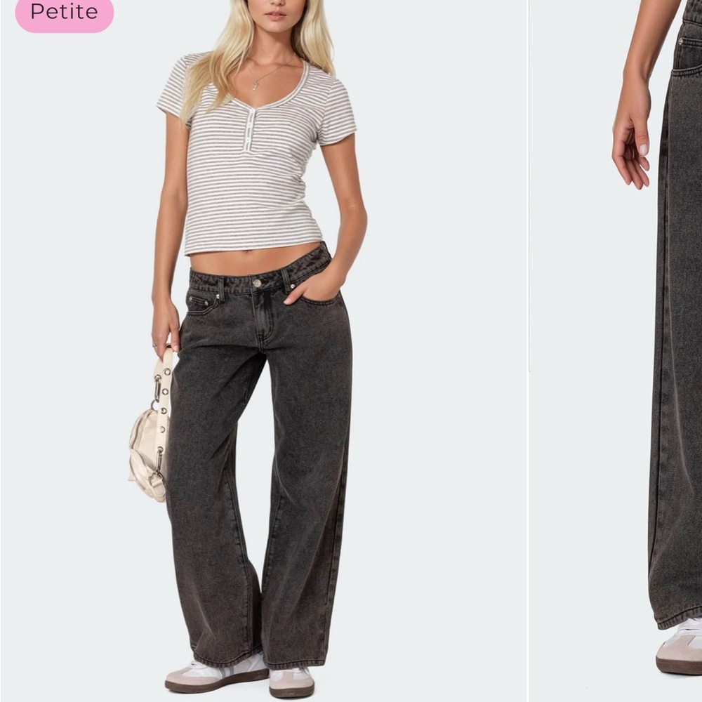 Edikted Black Wide Leg Jeans